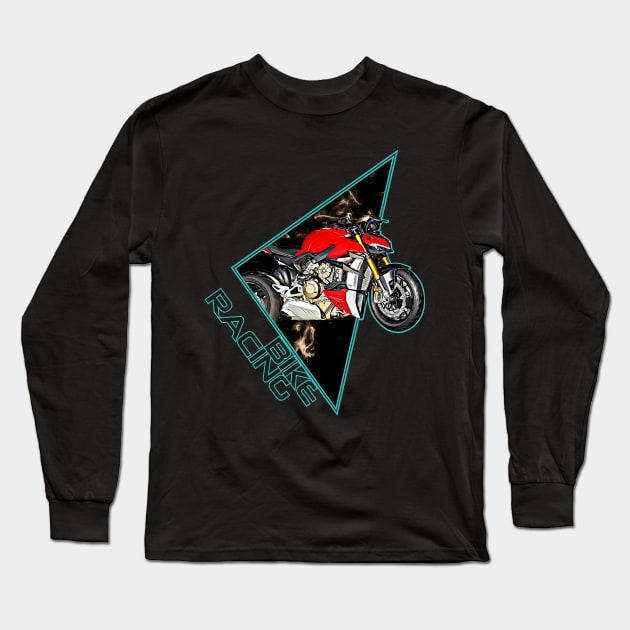 A red racing bike or streetfighter bike motorcycle Long Sleeve T-Shirt by Guntah